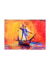 Алмазная мозаика Парусник на закате (F3-017) (22х32см) (класс.) (квадр. стразы) (с подрамником) (полн. зап.) (26цв) (Рыжий Кот) (6+) (коробка)