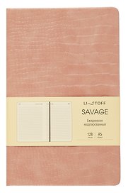Ежедневник недатированный «Savage» А5, персиковый, 128 листов, экокожа, Listoff