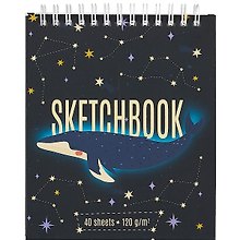Скетчбук А6 40л "Кит" 120г/м2, тв.обложка, спираль