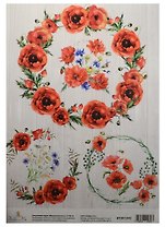 Декупажная карта Маковый венок 2 (HY501242) (21х30см)