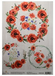 Декупажная карта Маковый венок 2 (HY501242) (21х30см)