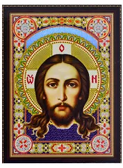 Алмазная мозаика на подрамнике Икона Спаса Нерукотворного (BH23) (30х40см) (c част.зап.) (блест.)