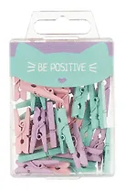 Зажимы для бумаг 30шт "Прищепки" цветные, пастель, пласт/уп