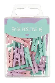 Зажимы для бумаг «Прищепки» Be positive, 30 штук, цветные пастельные