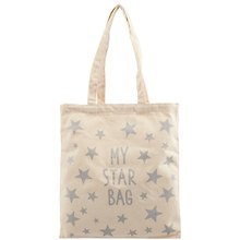 Сумка-шоппер My star bag бежевая, текстиль, глиттер-серебро, 40*32/35см СК2020-36