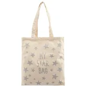 Сумка-шоппер My star bag бежевая, текстиль, глиттер-серебро, 40*32/35см СК2020-36