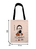 Сумка-шоппер My favorite writer Чехов бежевая, текстиль 40см.*32см. - 1
