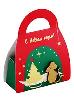 Конфеты С Новым годом (Мышка и сыр) (объемная аппликация)(5 шокол. сердечка с орехов. кремом) 75гр