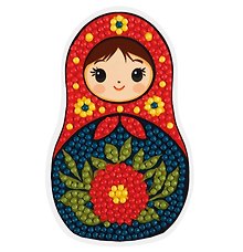 Кристальная (алмазная) мозаика  "ФРЕЯ"ALVM-129 магнит "Матрешка"6.5 х 10.5 см