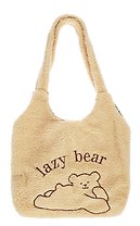 Сумка-шоппер плюшевая Мишка Lazy bear (бежевая) (40х36) (12-ZhenPin-2715)