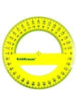 Транспортир 10см 360гр, пластик, ассорти, Erich Krause