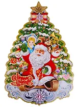 Панно новогоднее Елка и Дед Мороз (34х31)
