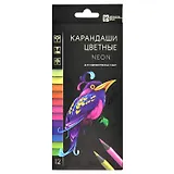 Карандаши цветные Феникс+, "Неон", 12 цветов