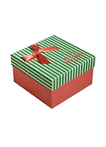 Коробка подарочная 11*11*6,5см, декор. бант, полоска, розовая, картон, Хансибэг