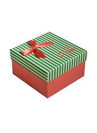 Коробка подарочная 11*11*6,5см, декор. бант, полоска, розовая, картон, Хансибэг