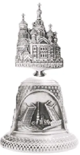 Колокольчик с фигуркой  "Спас на крови" цвет хром матовый