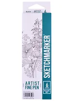 Ручки капиллярные 6цв Artist fine pen Black, к/к, Sketchmarker