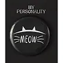 Значок круглый Meow (черный) (металл) (38мм)