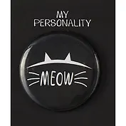 Значок круглый Meow (черный) (металл) (38мм)
