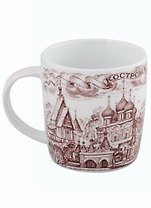 Кружка Кострома рис.коричн. (фарфор)(350мл)