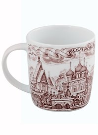 Кружка Кострома рис.коричн. (фарфор)(350мл)
