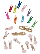 Набор Прищепки декоративные с веревкой 10 шт. Сакура+Прищепки декоративные с веревкой Звездочки (10шт) (11-22535-8400) (упаковка)