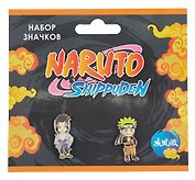 Набор значков Naruto Чибики Шиппуден Саске (металл) (2 штуки)