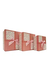 Коробка подарочная 20*20*9,5см, картон, декор.бант, розовая, Хансибэг