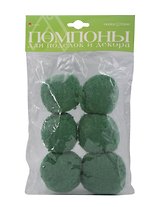 Набор для творчества HOBBY TIME, Помпоны пушистые Зеленые, 50мм, 6шт