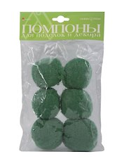 Набор для творчества HOBBY TIME, Помпоны пушистые Зеленые, 50мм, 6шт