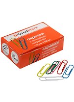 Скрепки 33 мм, 100 штук, в ассортименте, GoodMark