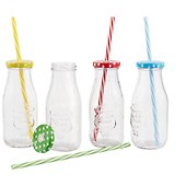 Бутылочка с трубочкой для коктейлей Ice cold drink (стекло) (220 мл) (12-16956-MK-89023) - 1