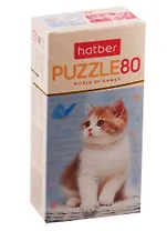 Пазл HATBER 80 элементов 165х230мм Котенок и бабочка