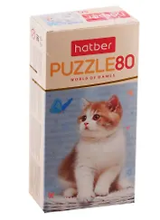 Пазл HATBER 80 элементов 165х230мм Котенок и бабочка