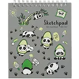 Скетчбук А6 60л "Панды-Авокадо" белый офсет, 80г/м2, тв.обложка, гребень