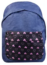 Рюкзак школьный "Серо-синий с сердечками"