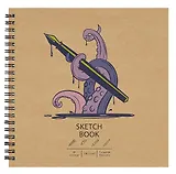 Скетчбук 190*190 30л "DRAFT and CRAFT. Drawctopus", 180г/м2, обложка крафт картон, евроспираль