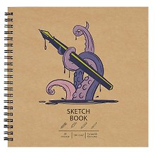 Скетчбук 190*190 30л "DRAFT and CRAFT. Drawctopus", 180г/м2, обложка крафт картон, евроспираль