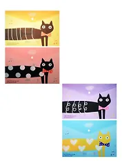 Папка-конверт А4 на кнопке "Модный кот", пластик 0,18мм, ассорти