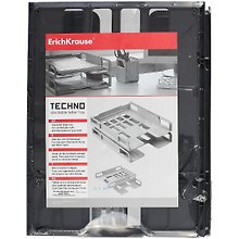 Лотки горизонтальные «Techno», Erich Krause, трансформеры, пластиковые, черные, 2 штуки