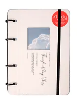 Тетрадь 120л кл. "Sky", белый, на кольцах, шелкография, верт.резинка, обл. кож.зам