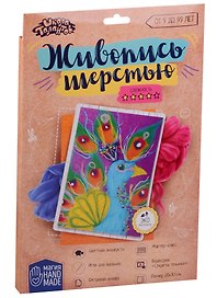 Картина из шерсти "Павлин"
