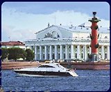 Магнит заливной объемный 5,5*4,5см Вид на стрелку Васильевского острова