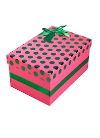 Коробка подарочная 22*15*11,5см, декор. бант, горох, розовая,картон, Хансибэг