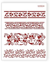 Трафарет пластиковый многоразовый Бордюр полевые цветы (20х25) (Л-043)