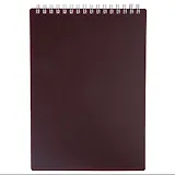 Блокнот А5 80л кл. "VELVET" бордо, пласт.обл, спираль