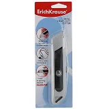 Нож канцелярский 19мм автофикс., 2 усилен. запaсных лезвия, метал., блистер, ERICH KRAUSE