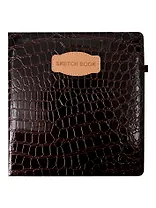 Скетчбук 200*200 80л "CROCO" коричневый, 140г/м2, слоновая кость, кожзам, резинка