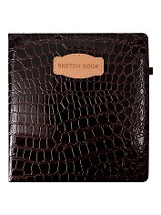 Скетчбук 200*200 80л "CROCO" коричневый, 140г/м2, слоновая кость, кожзам, резинка