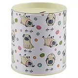 Копилка Бочка Мопсы (10х9) (металл)